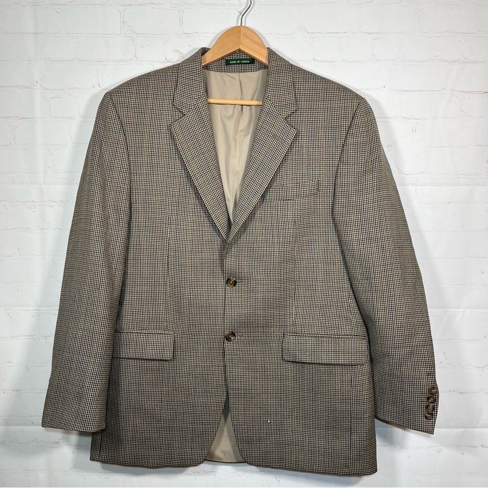 Lauren Ralph Lauren Herringbone Wool Blazer Mens 40R Brown Tan Sport Coat Jacket